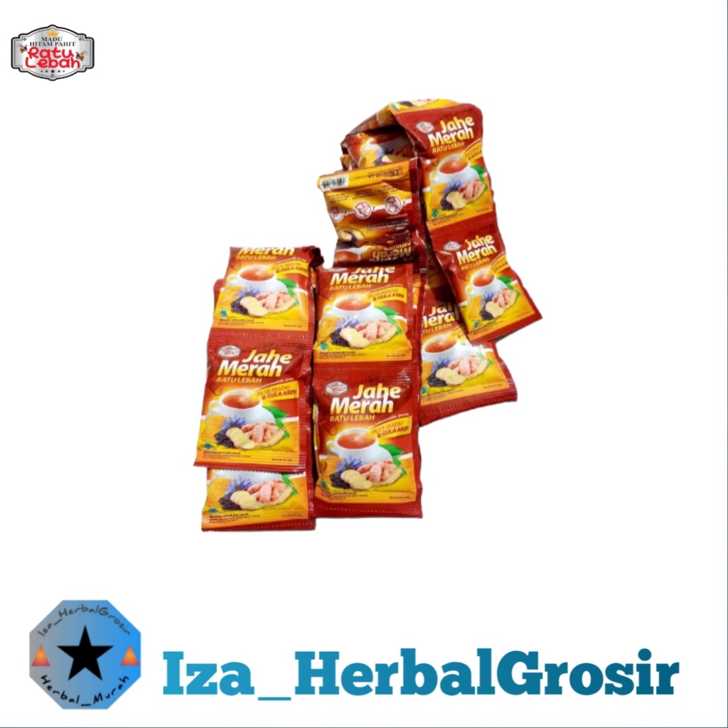 

PROMO!!!Jahe Merah Ratu Lebah Super Plus Madu dan Gula Aren [Per RENCENG isi 10 Sachet ] Harga Grosir I Original