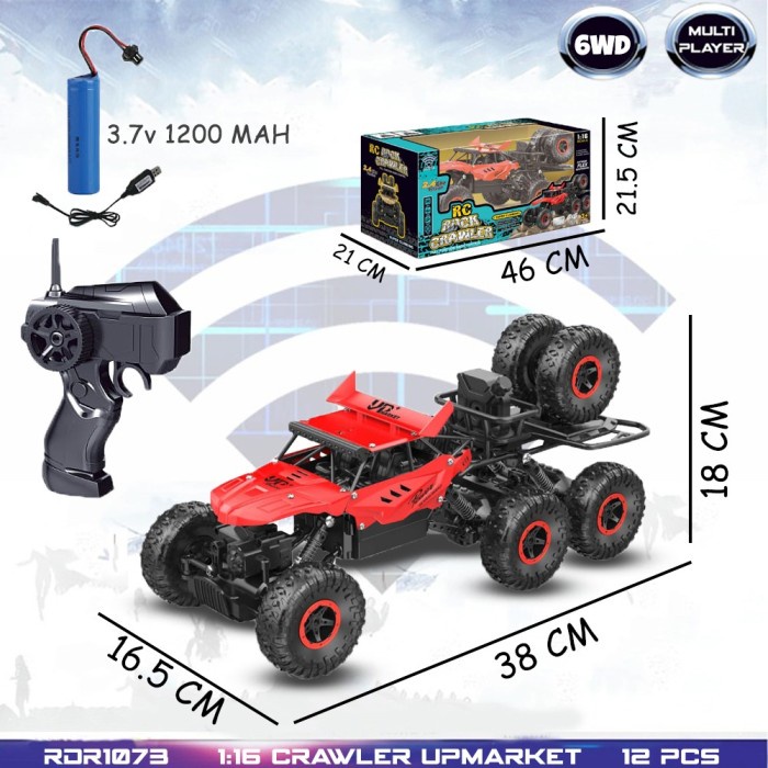 RDR1073 MAINAN MOBIL RC CRAWLER 6WD 6X6 2.4GHZ BATERAI CAS REMOTE