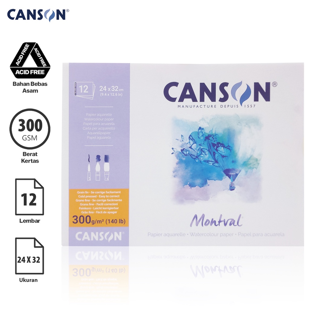 

Canson Montval Cold Pressed 12 Sheets 24x32cm