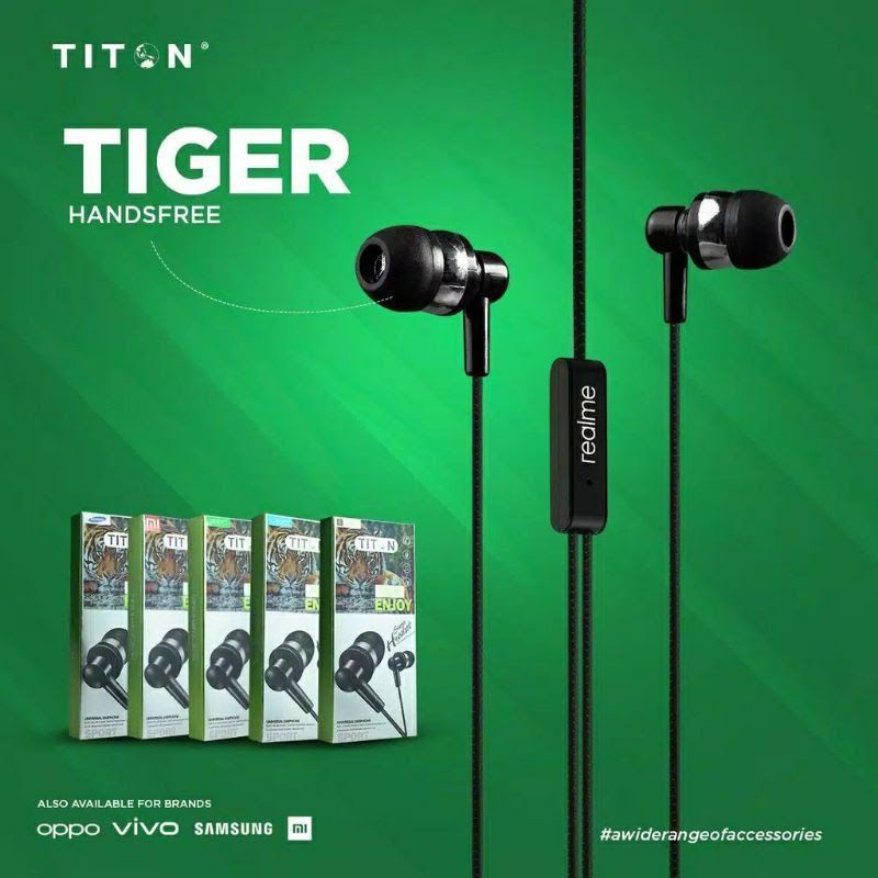 Headset Earphone Titon Tiger Heandfree Stereo