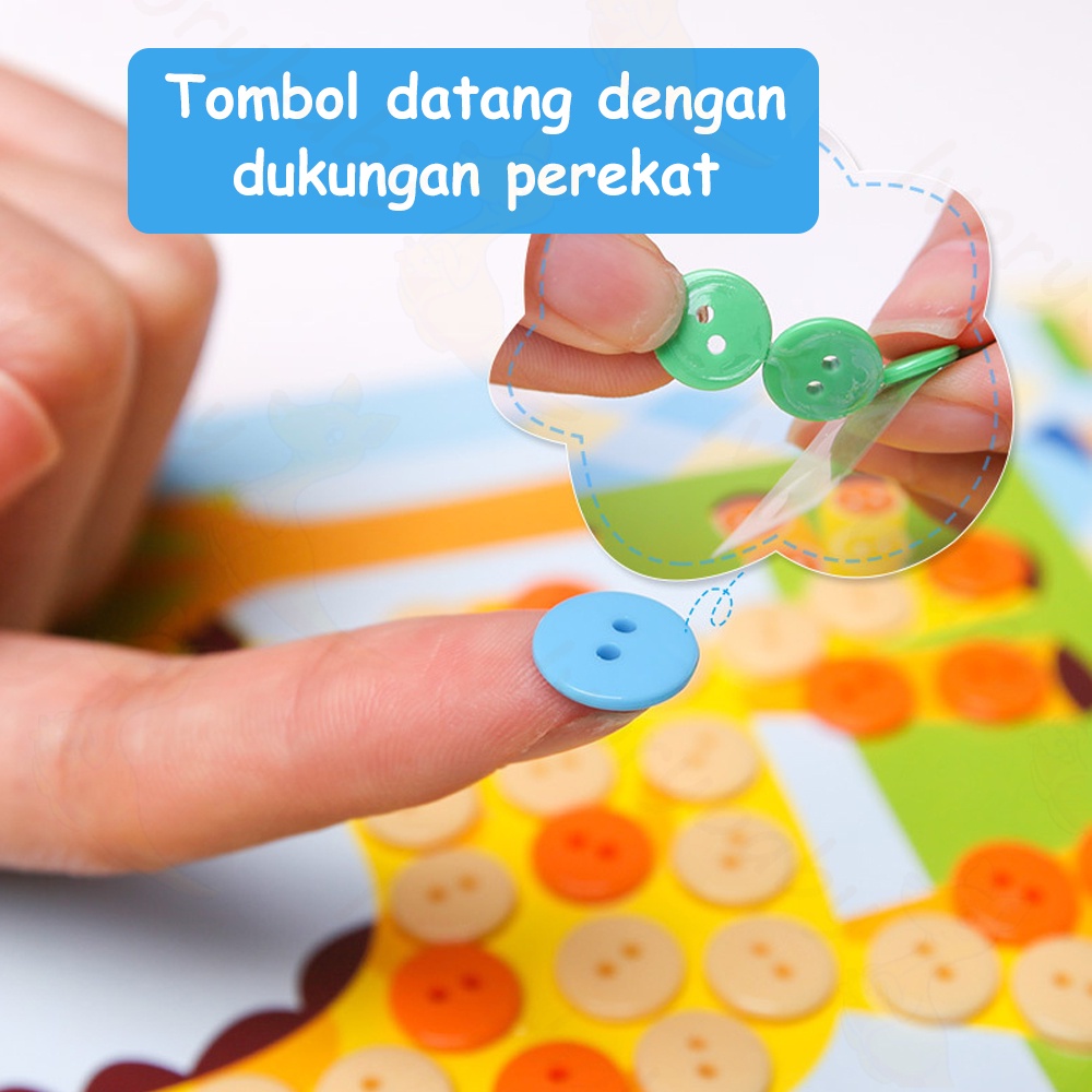 Ivorybaby Mainan edukasi anak Lukisan Kancing kartun Handmade DIY