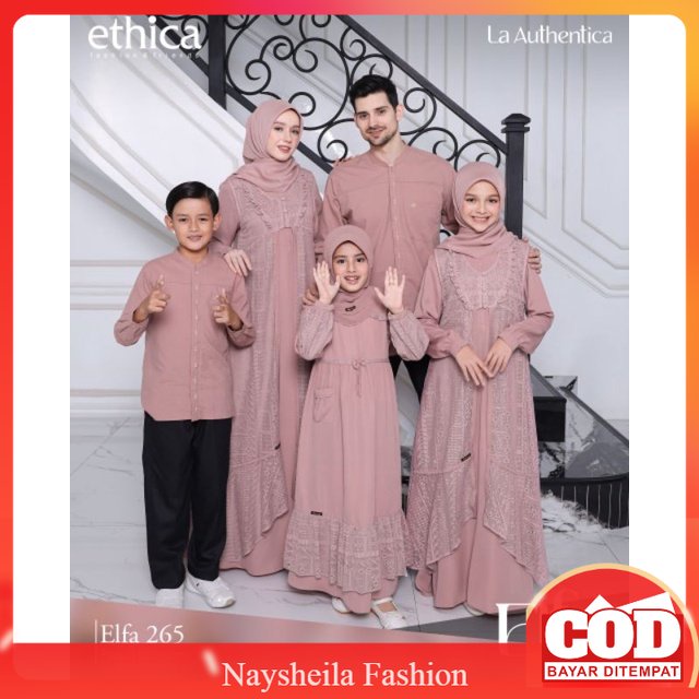 ELFA 265 PEACH BLOSSOM ETHICA SARIMBIT KELUARGA TERBARU 2023 FAMSET FAMILY SET COUPLE LEBARAN BAJU B