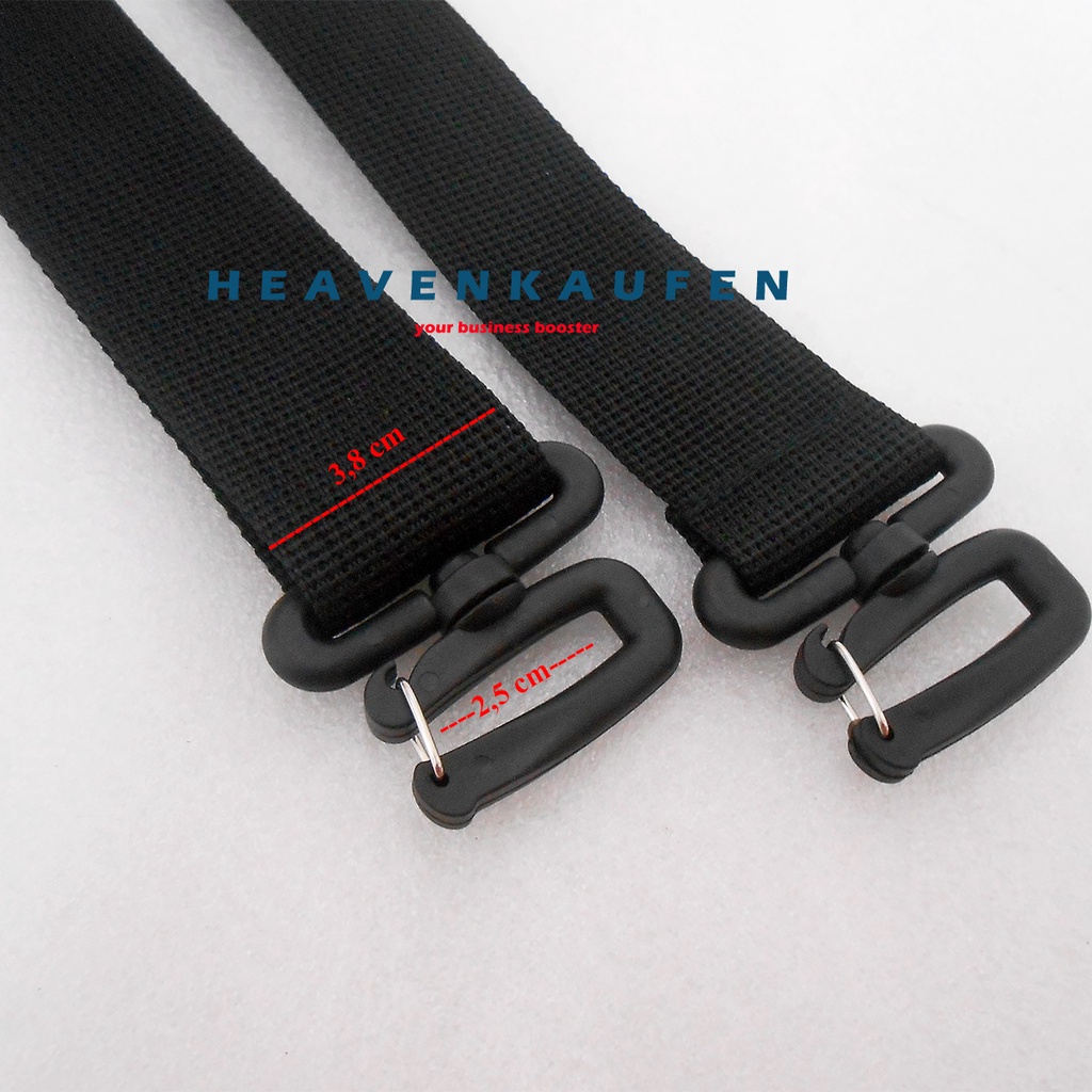 Tali Selempang Strap Tas Pria Hitam Lebar 3,8 cm - 2,5 cm Kait Model Huruf S