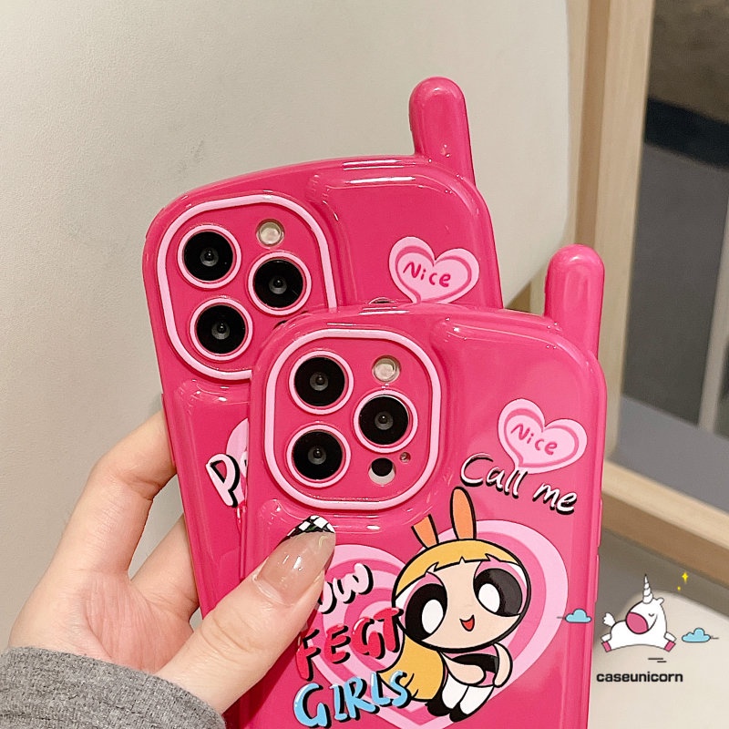 Kartun Gadis Cinta Hati Telepon Bentuk Case Kompatibel Untuk iPhone XR 11 12 13 14 Pro MAX 14 7 8 Plus X XS MAX Bantal Udara Retro Vintage Kepribadian Cellular Soft Cover