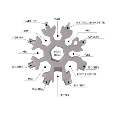 gantungan kunci snowflake portable tool kunci 18 in 1