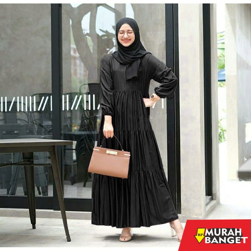 model gamis kombinasi polos terbaru 2022 gamis rayon polos gamis susun rayon tebal homey dress gamis