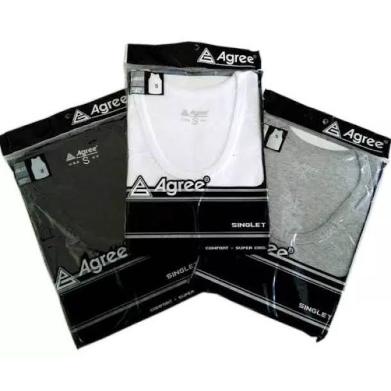 agree- singlet pria dewasa agree sa004 warna putih,abu,hitam/ kaos dalam pria agree/ kaos kutang laki-laki/ singlet agree sa004 lengan kutung agree