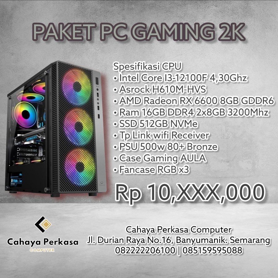 CPU | Komputer | PC Rakitan | PC Deskop | PC Gaming | PC Rakitan Gaming 2K Intel - Core i3 12100F - 