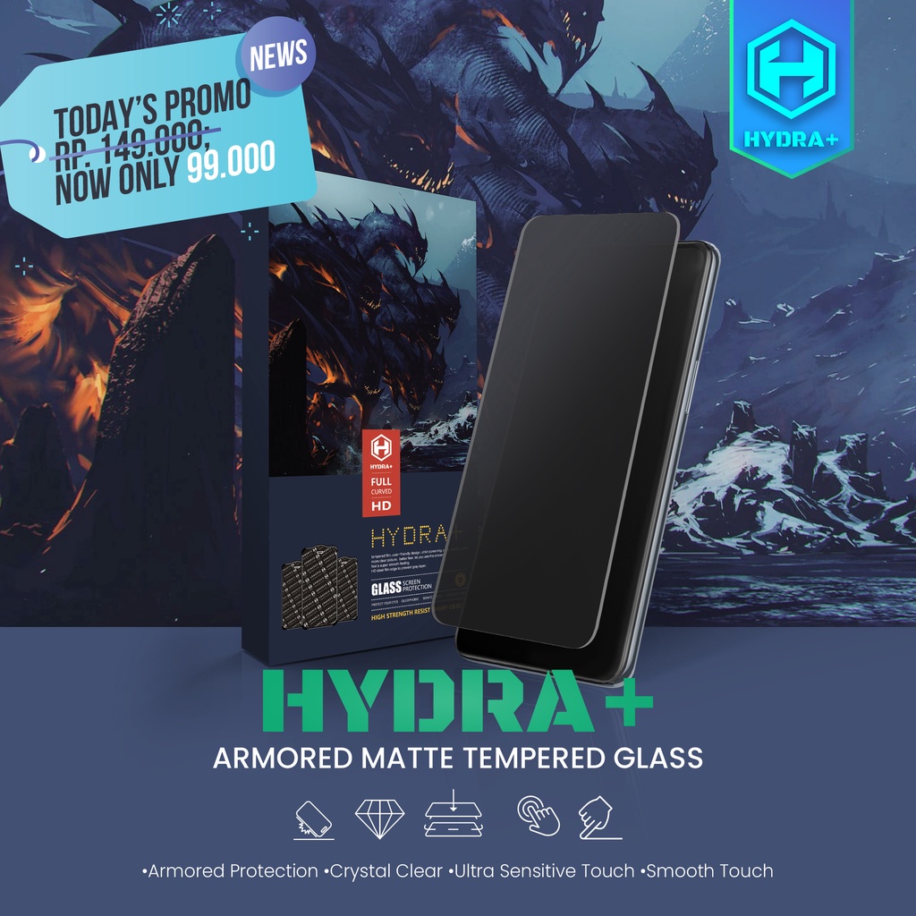IPHONE 13 /13 PRO/ 14 - HYDRA+ Matte Tempered Glass - Anti Gores - TG - Non Frame