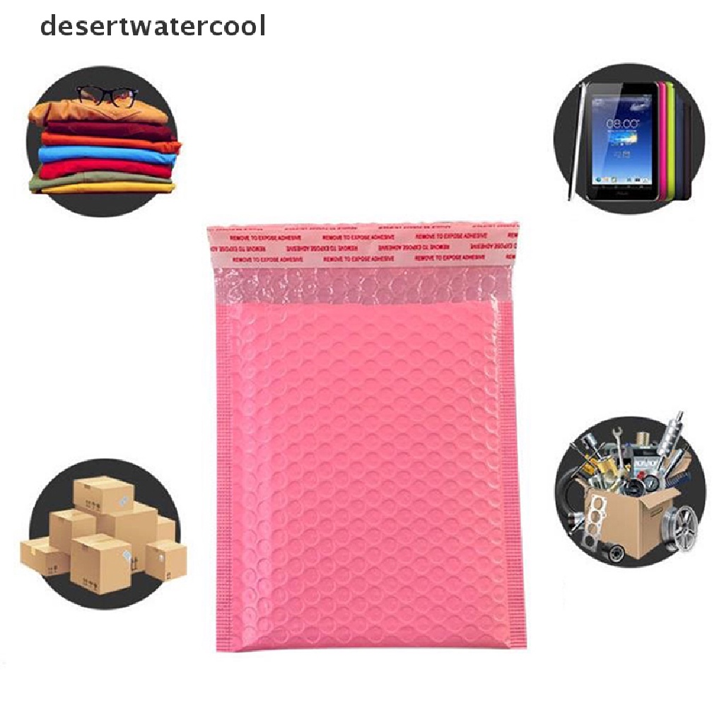 Deid 10pcs Kantong Bubble Bag Padded Bahan Plastik Warna Pink Untuk Pengiriman Barang