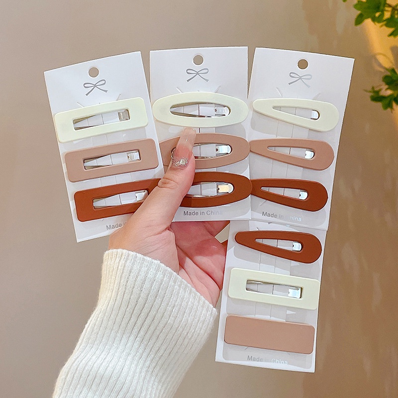 3buah Set Klip Rambut Korea Fashion Baru Persegi Tetesan Air Lucu Klip Rambut Perempuan Klip Samping Pinggiran Klip Poni Klip Bb Klip Rambut Pin Aksesoris Rambut