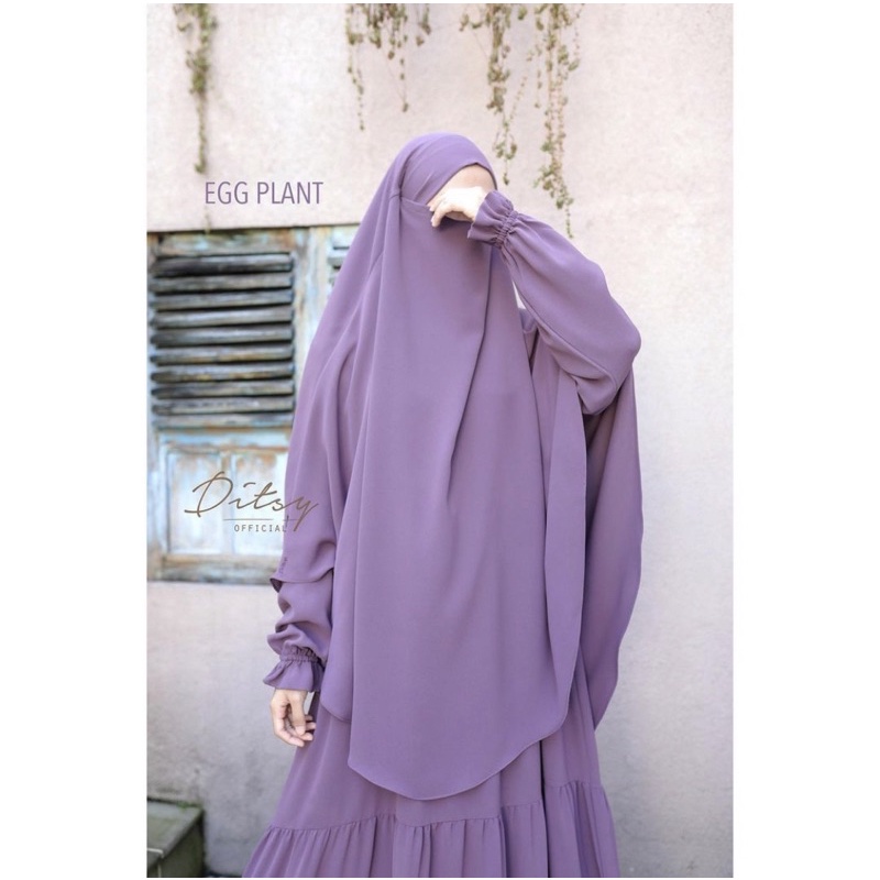 Ditsy French Khimar | Rawda MZ Eggplant | Short