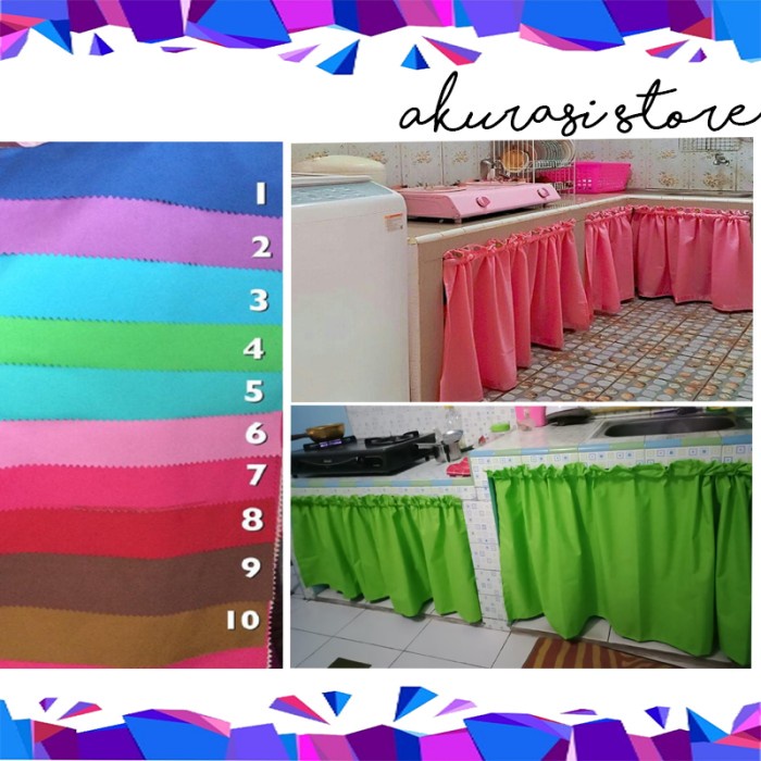 Gorden Waterproof Gorden Kolong Dapur Polos Tirai Waterproof Anti Air