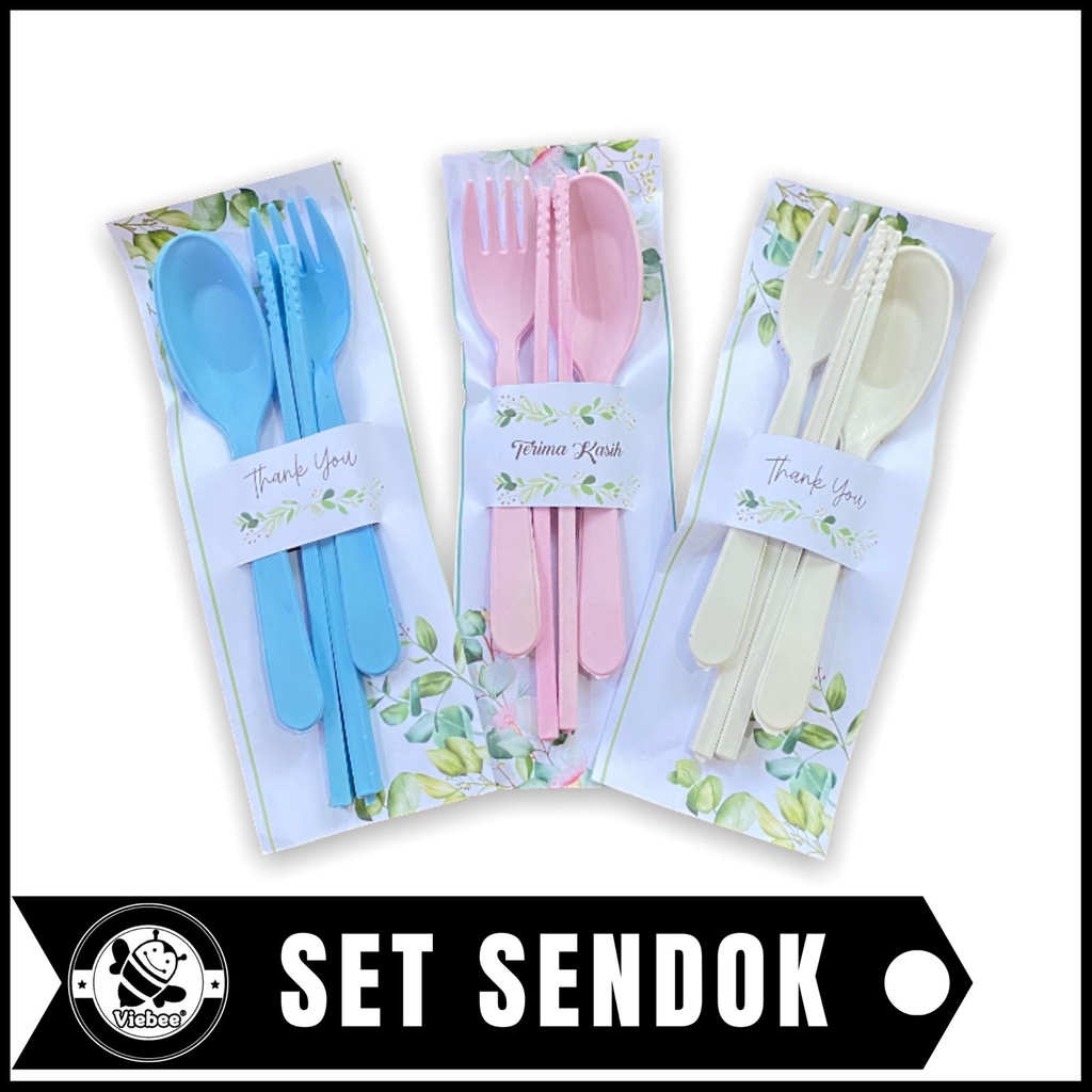 Souvenir Wedding Termurah Set Sendok Garpu Sumpit Terlaris FREE PACKING ALAS THANK YOU READY STOCK s