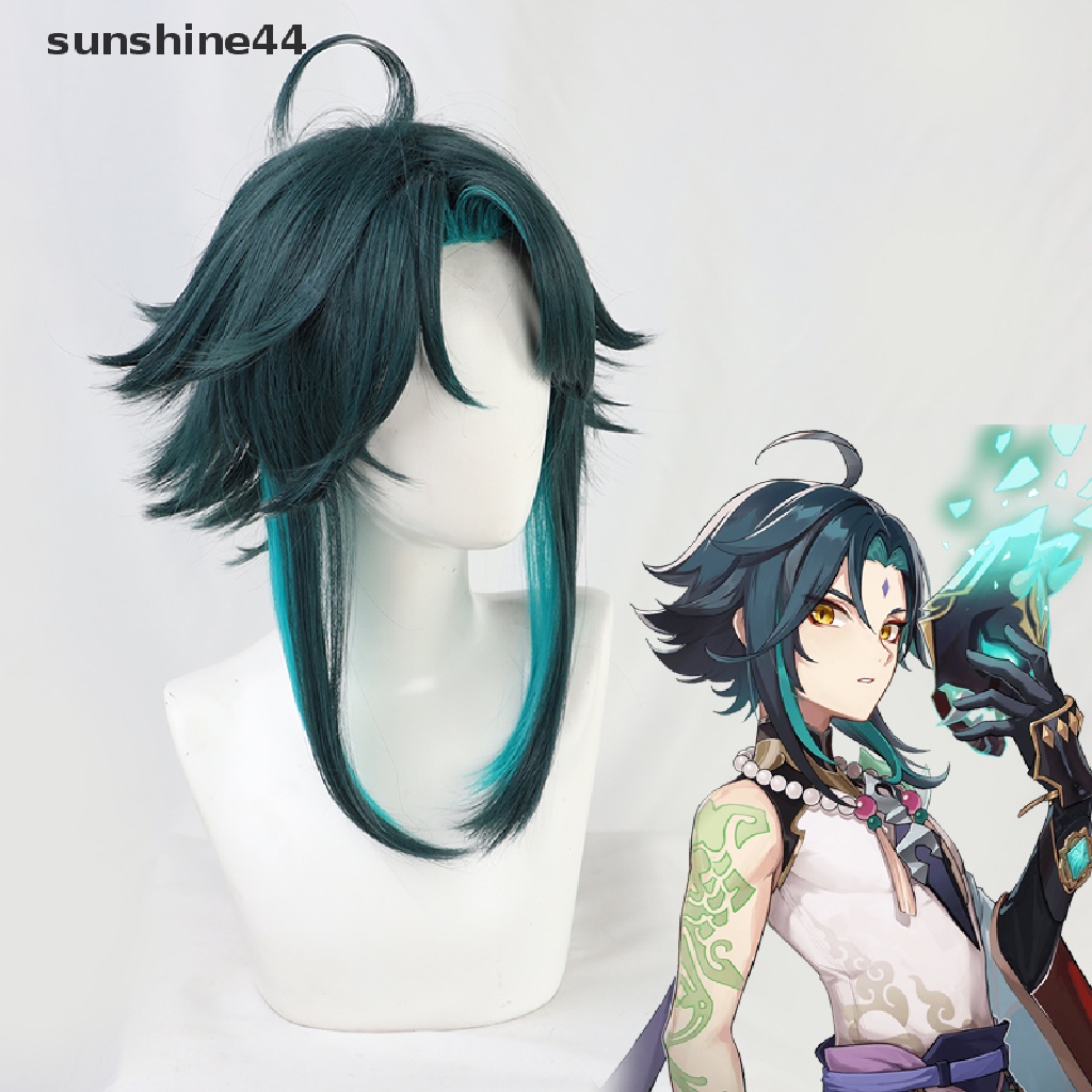 Sunshine Wig / Rambut Palsu Panjang + Poni Warna Campur Untuk Cosplay Anime / Halloween