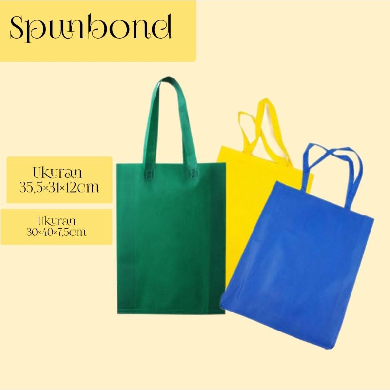 Tas Kain Spunbond Aneka warna ukuran sedang dan besar, 1 lusin