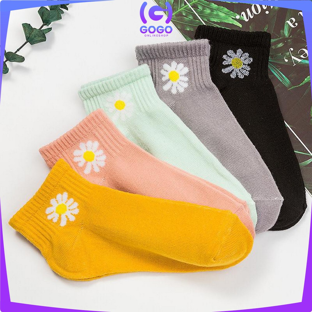 GOGO-P282 Kaos Kaki Motif Bunga Aster / Kaos Kaki Ankle Sock Motif Bunga Daisy Cute / Kaus Kaki Girl Korea Panjang Semata Kaki Import