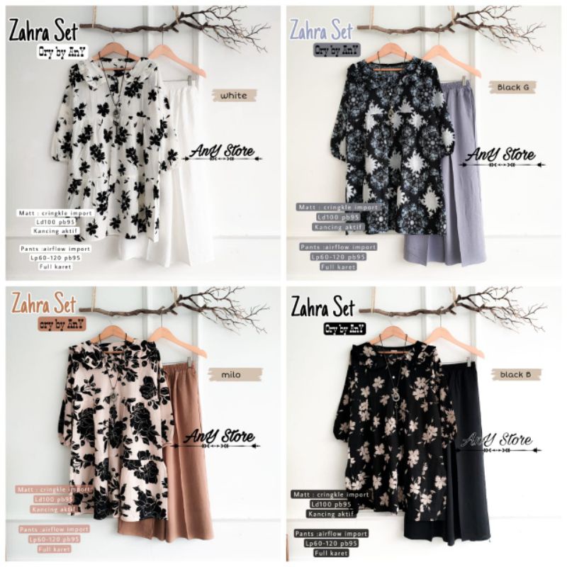 Setelan Wanita Atasan Tunik Crinkle Import Kulot Airflow ZAHRA SET BY ANY