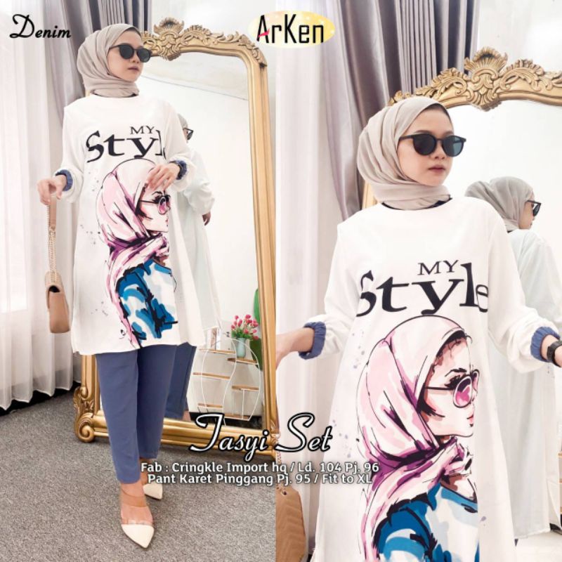 Baju Wanita Jasyi Set Original Berlabel Arken Setelan Wanita Crinkle Import Setelan Panjang Wanita