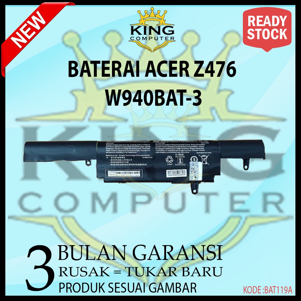 Baterai Laptop BATERE ACER Z476 CLEVO W940 W94ls W940BAT-6