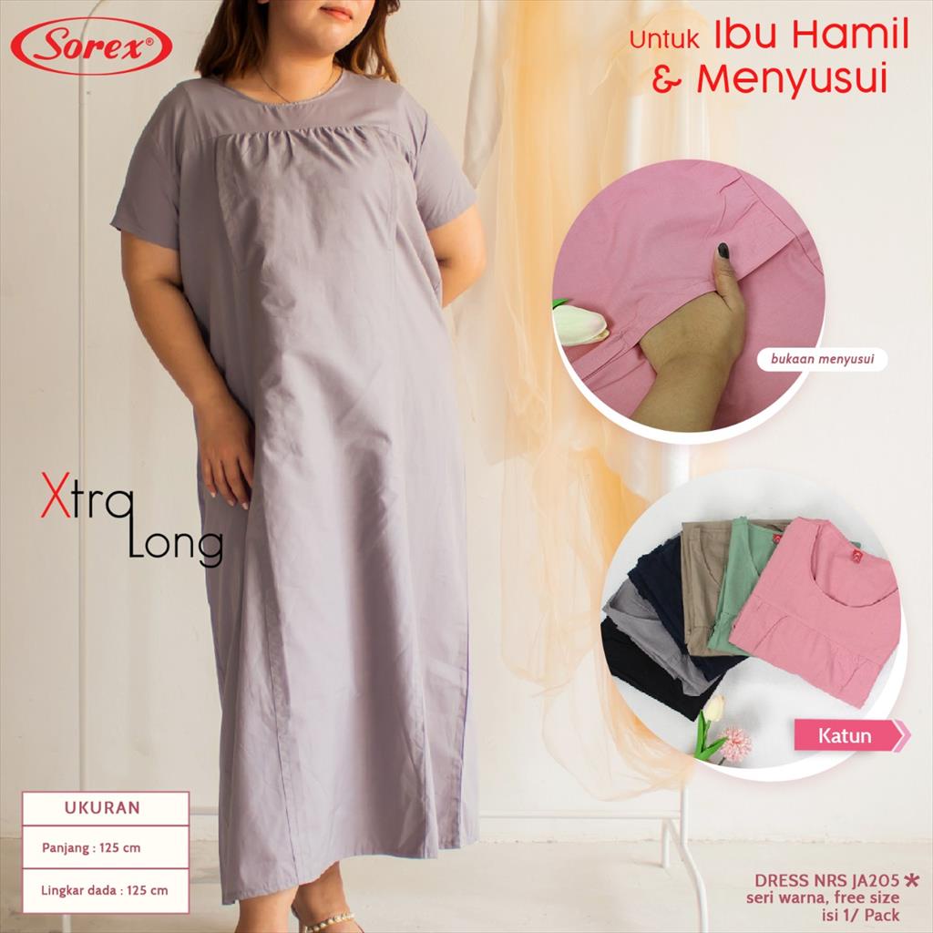 SOREX (1pcs) Dress Menyusui / Daster Untuk Ibu Hamil Dan Menyusui Katun Freesize JA 205 JA 206