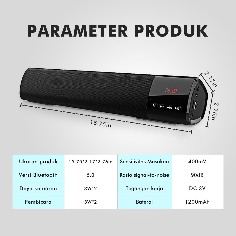 POPCORN Speaker Bluetooth Portabel Subwoofer Stereo Bluetooth 5.0 Sound Bar Nirkabel Built-In Mikrofon Panggilan