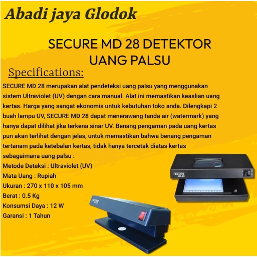 SECURE MD 28 DETEKTOR UANG PALSU