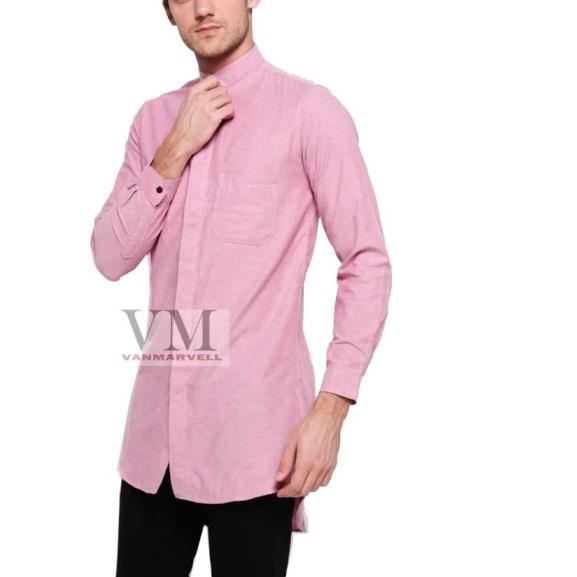VM Baju Koko Gamis Koko Muslim Panjang GM 033 - Merah Muda, XXL