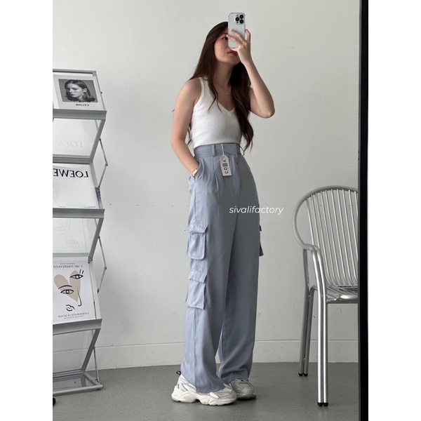 SIVALI Bonnie Cargo Pants - Highwaist Loose Cargo - Celana Kargo Wanita - Baggy Pants