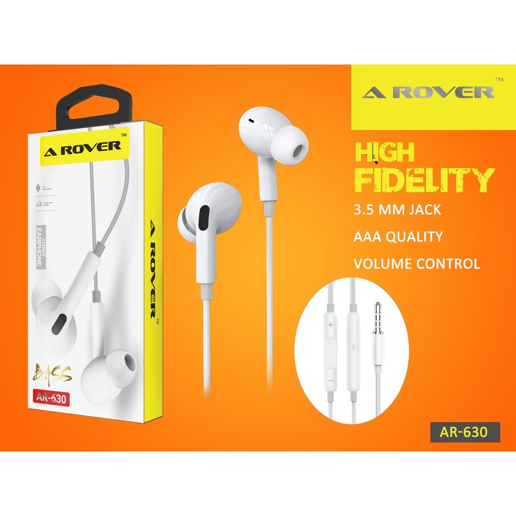 Headset Qualitas Super AAA《AROVER AR630》Earphone Headset In Ear + Volume Control HD music BASS - Garansi