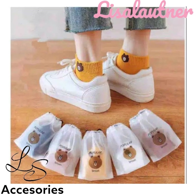 10pasang Kaos Kaki Wanita / Kaos Kaki Motif Beruang / Kaos Kaki Pendek Semata Kaki / Ankle Socks Korean Model Simple Cute beruang KD1225-1
