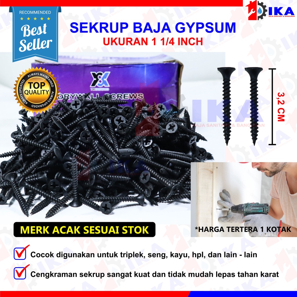 Sekrup Gypsum Skrup Gipsum Kayu Drywall 1 11/4 11/2 2 Inch / Sekrup gypsum drywall skrup 1 dus 1in 1,25in 1,5in dan 2in