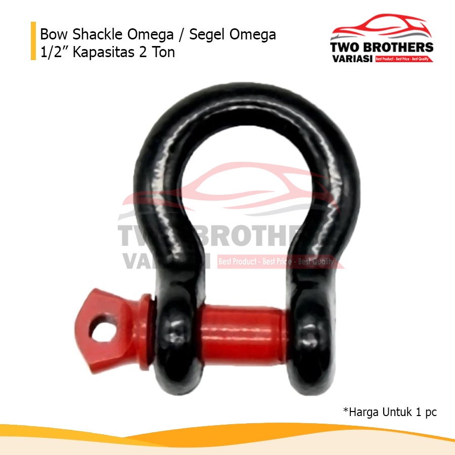 Shackle Omega 1/2 &quot; kapasitas 2 Ton Anting derek untuk mobil pengait towing bumper depan Hitam