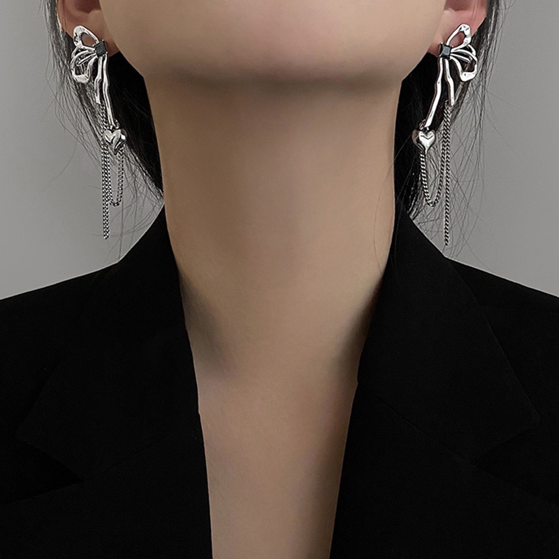 Fancyqube Fancycube Anting Rantai Panjang Model Kupu-Kupu Hati Aksen Berlian