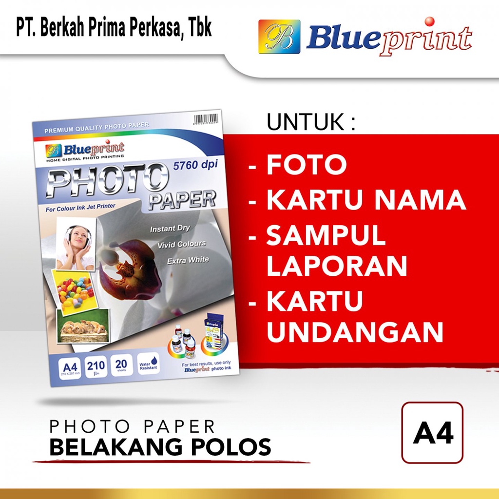 Kertas Photo Blueprint Glossy Photo A4 190gsm 20sheet Anggrek