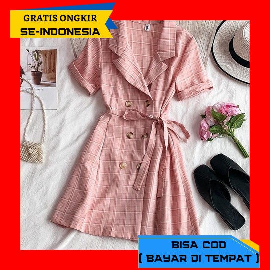 (Realpict) Dress Caroline [ L , Xl ] / Dress Pesta Acara Natal Wanita / Dress Wanita Kekinian Dress 