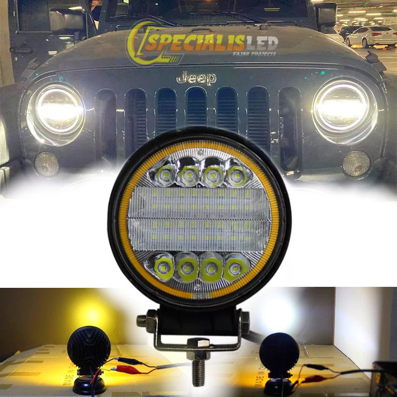 Lampu Kabut Headlight 24 LED 72 W Angel Eyes Lampu Mobil Perakitan Untuk 4x4 Ofroad ATV
