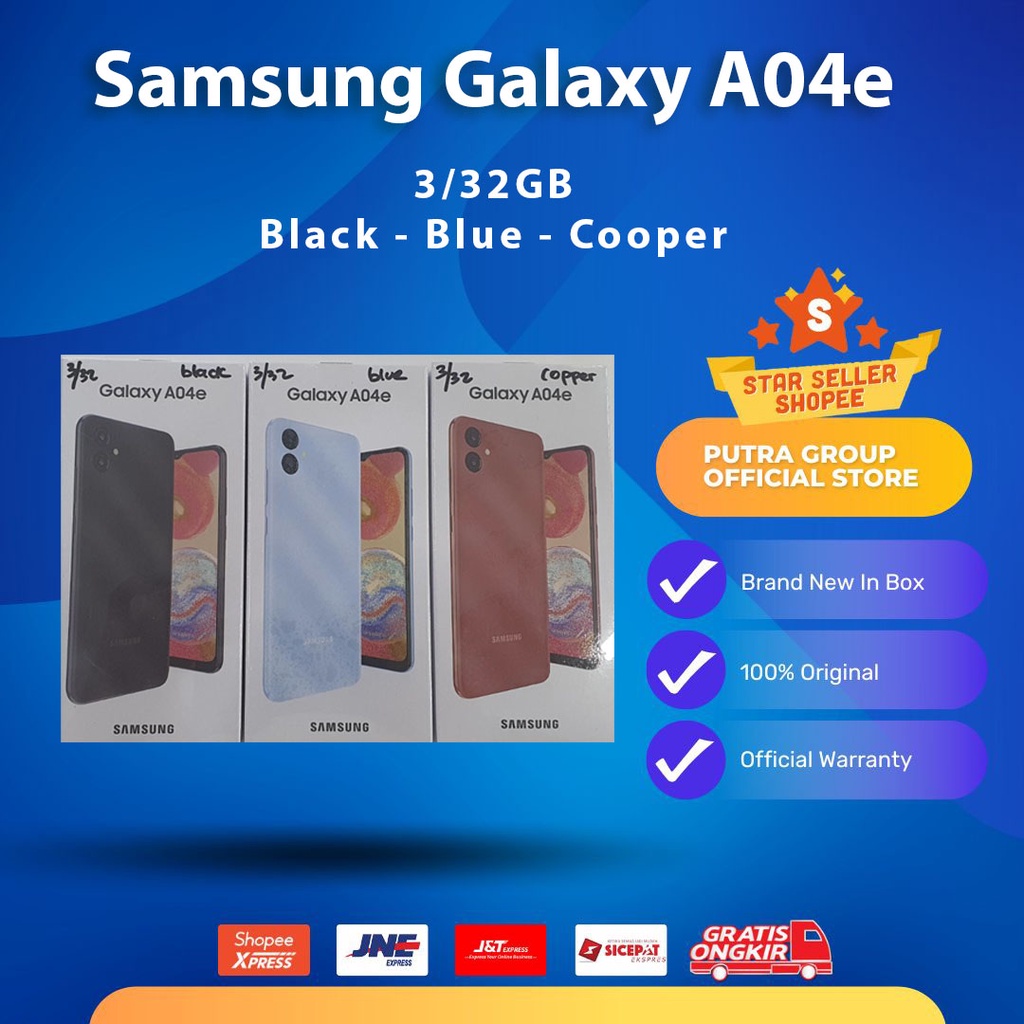 (RESMI) Samsung Galaxy A04e 3/32GB Black Cooper Blue A04 e 32 GB