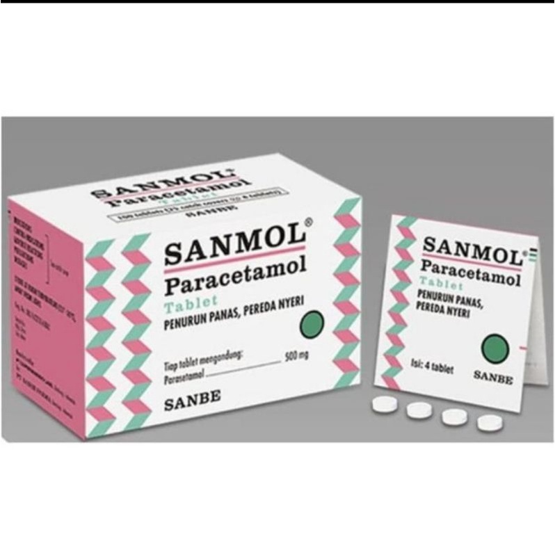 SANMOL PARACETAMOL 500 MG BOX 25 STRIP ISI 100 TABLET