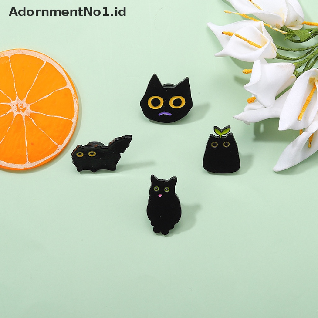 Bros Pin Enamel Bentuk Kartun Hewan Kucing Hitam Kecil Bahan Logam Gaya Punk No1 Untuk Aksesoris