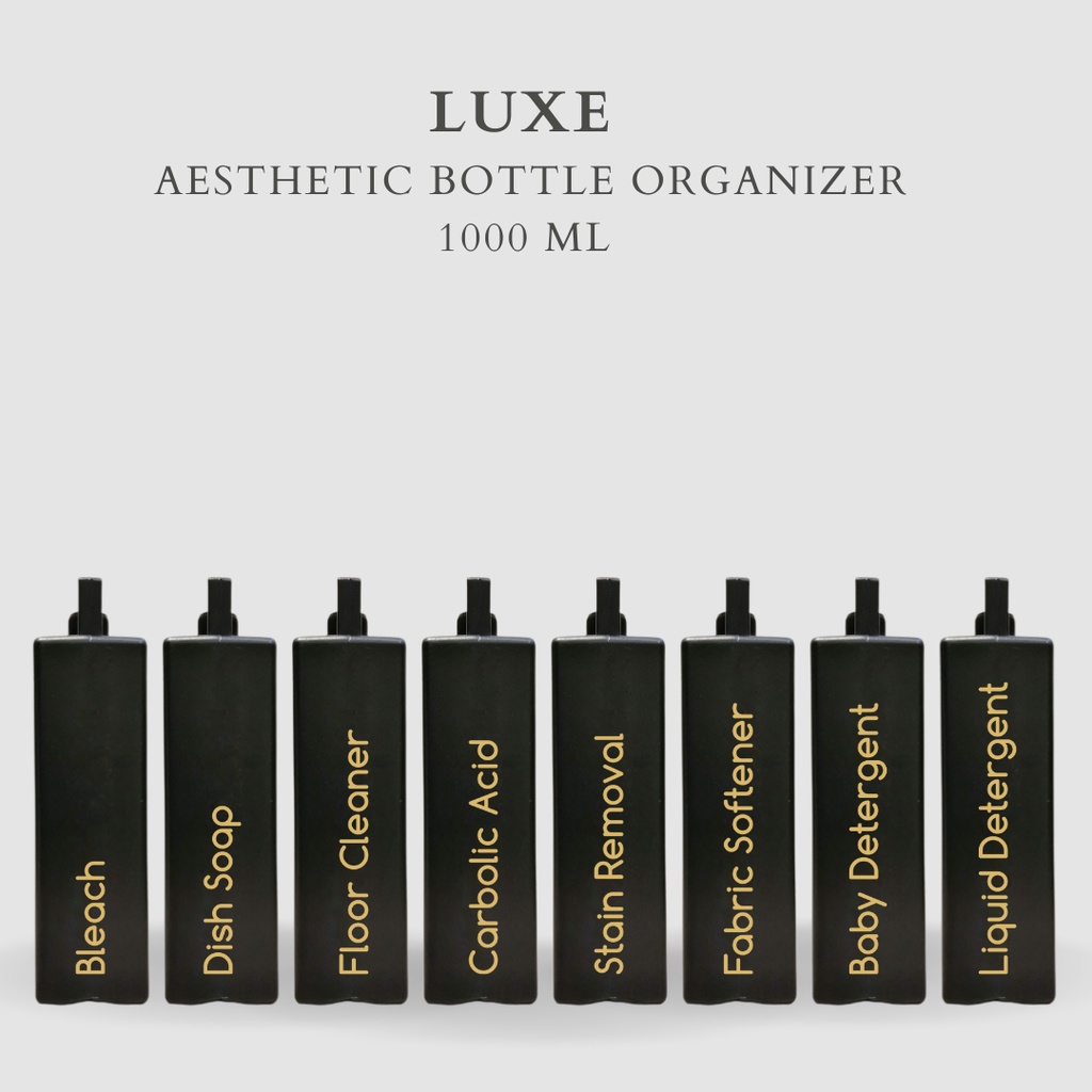 PREMIUM LUXE Liquid Laundry Botol HITAM 1000 ml Aesthetic Bottle Organizer Botol refill tempat penyimpanan cairan laundry dan kebersihan botol isi ulang botol sabun cuci piring botol sabun botol pump botol anak bathroom organizer bathroom amenities