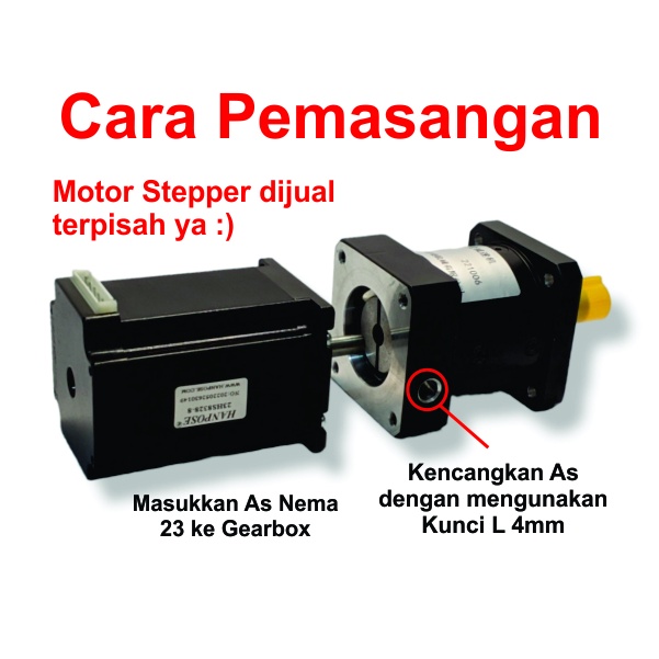 [HAEBOT] Planetary Gearbox Reducer Motor Stepper Nema 23 As 8mm Rasio 1 5 10 20 36 Planetari 14mm Ratio Pengurang Kecepatan Flange Gear Box CNC