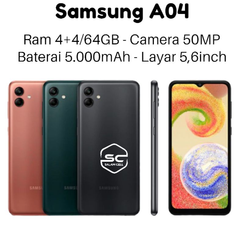 Samsung A04s Ram 4+4/64GB Baterai 5000mAh Camera 50MP Garansi Resmi