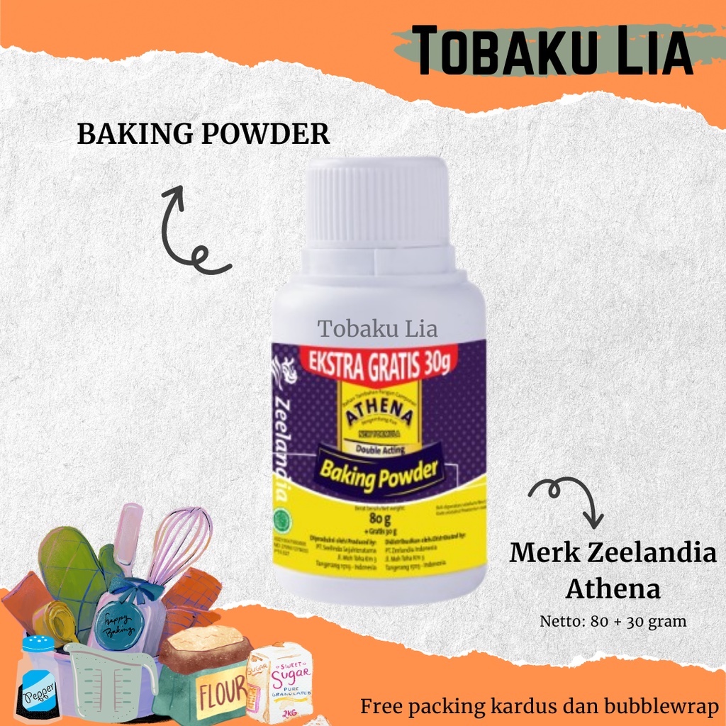 

BAKING POWDER ATHENA ZEELANDIA 80 GRAM EKSTRA GRATIS 30 GRAM DOUBLE ACTING