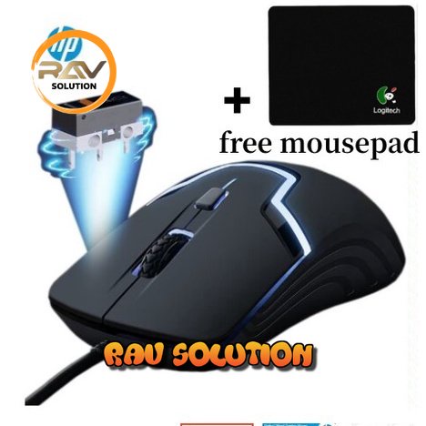 Mouse HP  Gaming kable usb M100 Free mousepad PROMO | Mouse USB M100 Warna Hitam  - RAV SOLUTION