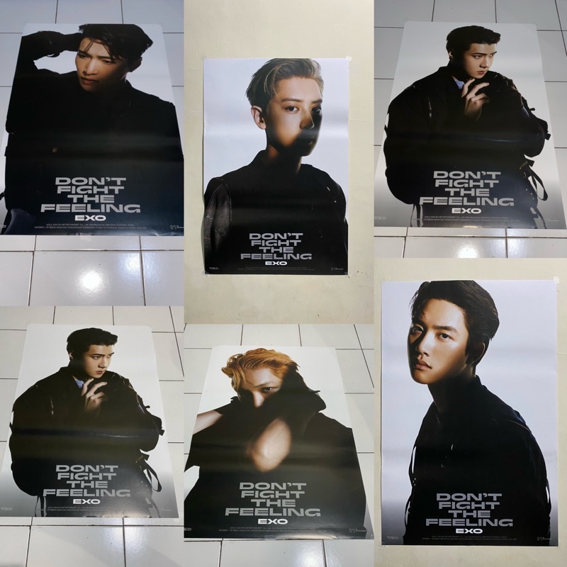 Jual Ready Stock Official Poster Tube Exo Don T Fight The Feeling Dftf Chanyeol Sehun Do Kai