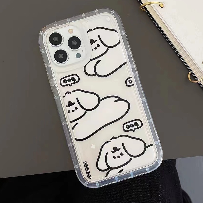 Soft Case Silikon TPU Transparan Motif Anjing Untuk IPhone 14 13 12 11 Pro XS Max X XR 8 7 6 6S Plus