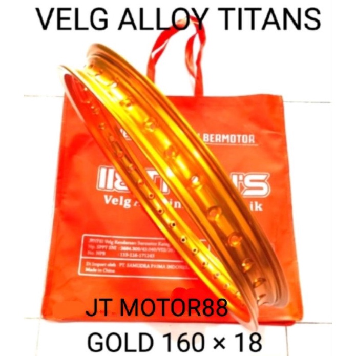 VELG LINGKAR TITANS ALLOY MODEL KILAT 160 18 WARNA GOLD harga satuan