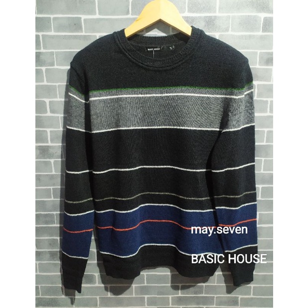 BASIC HOUSE 🇰🇷 Sweater Rajut Salur Unisex