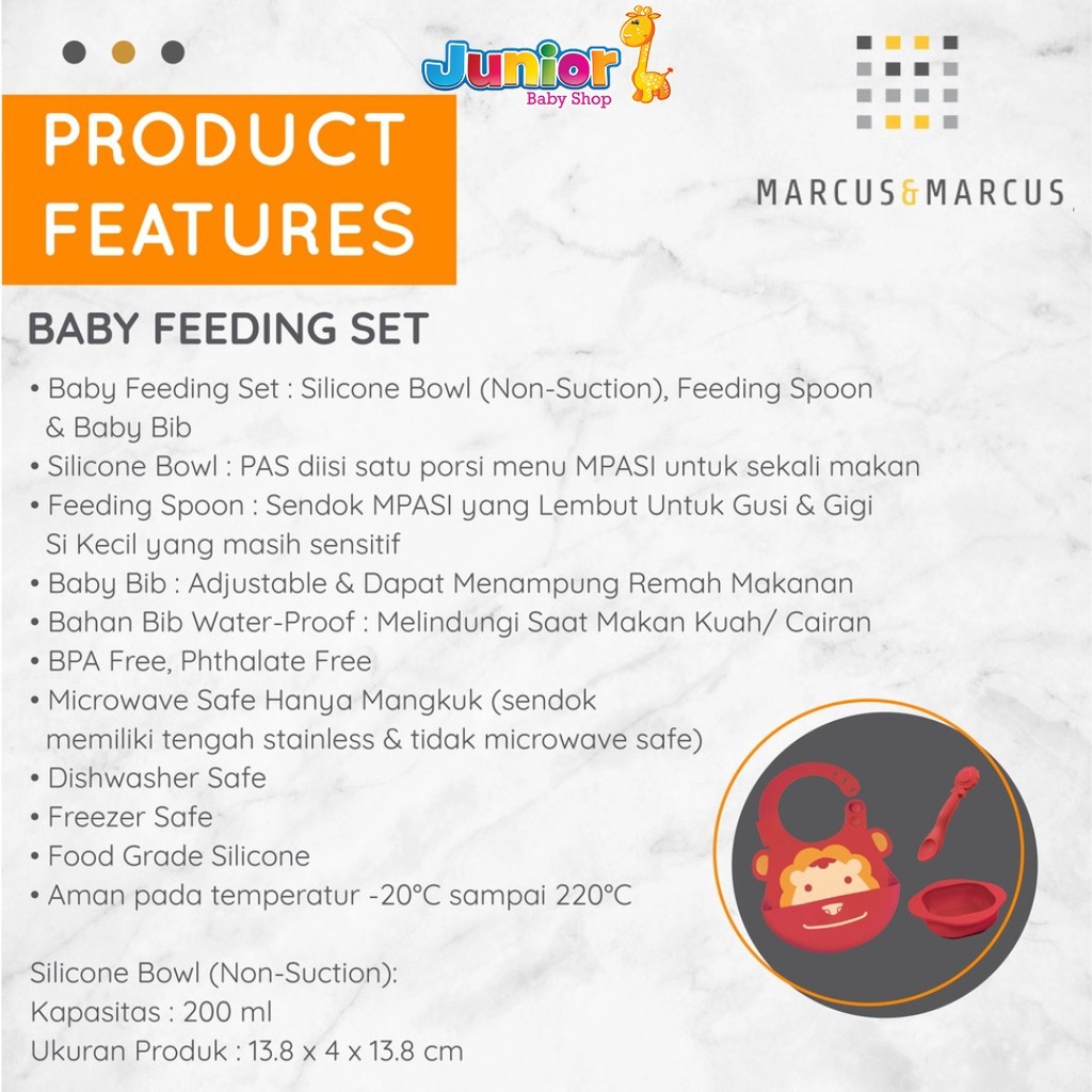 Marcus&amp;Marcus Baby Feeding Gift Set Red Lion – Peralatan Makan MPASI